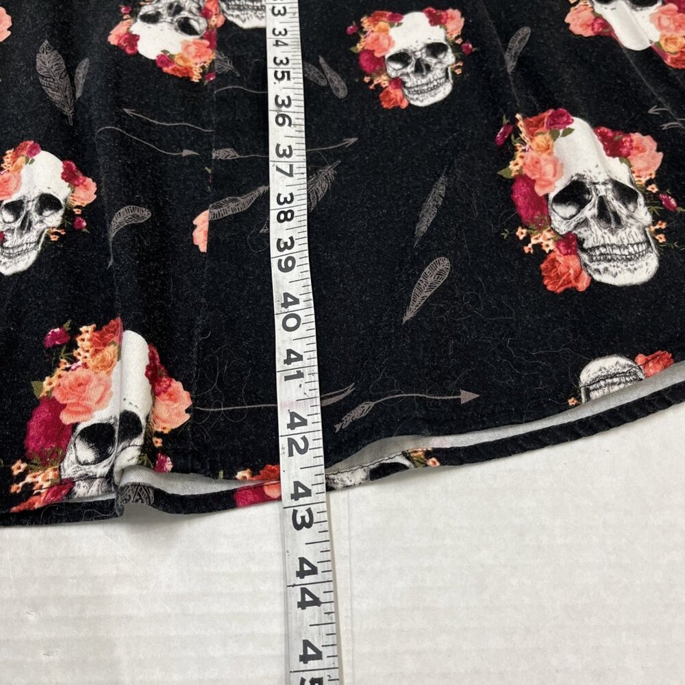 Torrid Skater Dress Womens 16 Black Skulls Floral Mini Back Cutout Goth Grunge - Picture 7 of 9